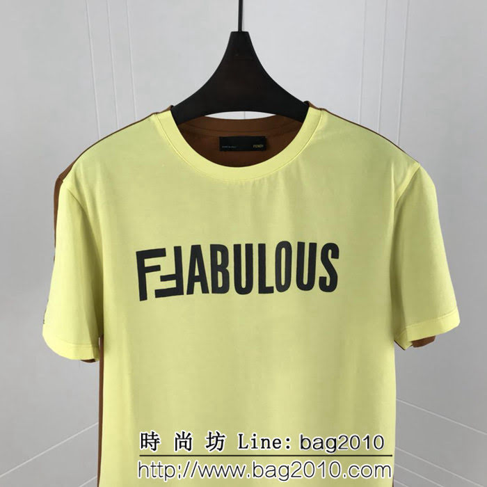FENDI芬迪 走秀款 官網同步 19春夏FF系列 前後拼色新款短袖 男女同款 ydi1378